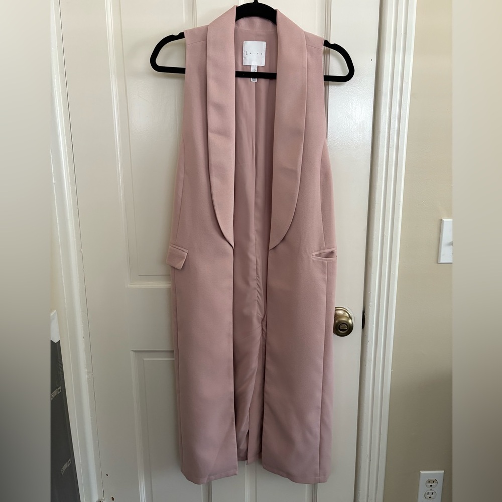 Leith Soft Pink Longline Vest / Sleeveless Blazer Sz Small